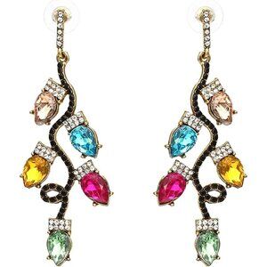 🆕 Women Pink Christmas Dangle Earrings Colorful Light Bulb Tree Drop Jewelry